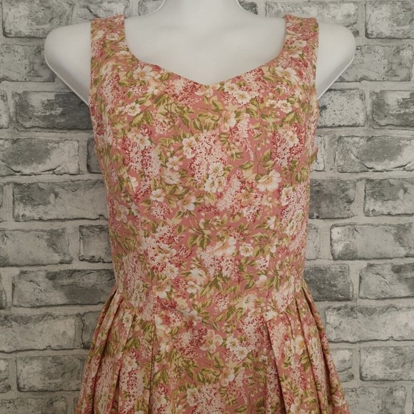Vintage Laura Ashley Dress & Jacket Size 10 12 Floral Pink Cotton STUNNING - Picture 4 of 16